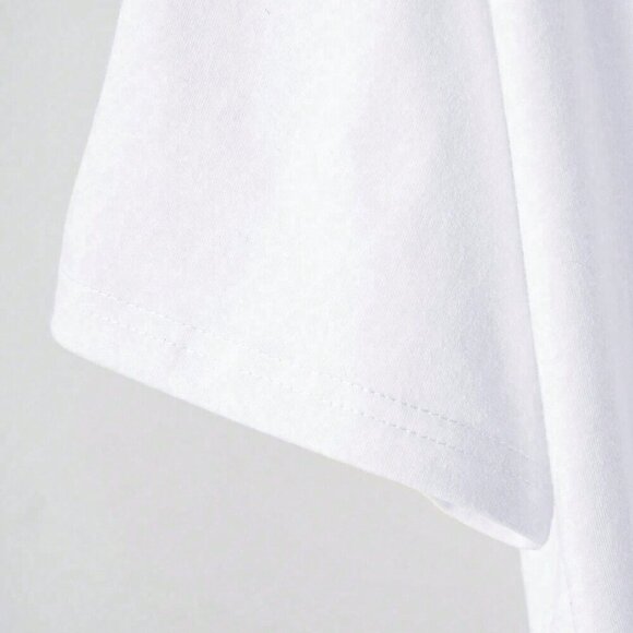 White Casual Women's Round Neck Short Sleeve T-Shirt - Picture 4 of 4